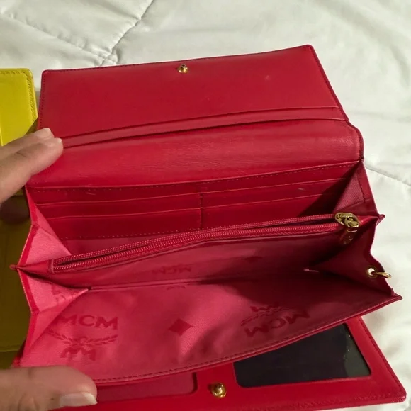 MCM Red and Yellow Leather Wallet Duo - Picture 6 of 7